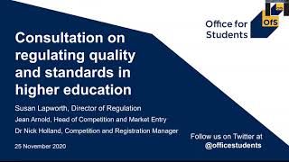 Consultation on regulating quality and standards in higher education webinar