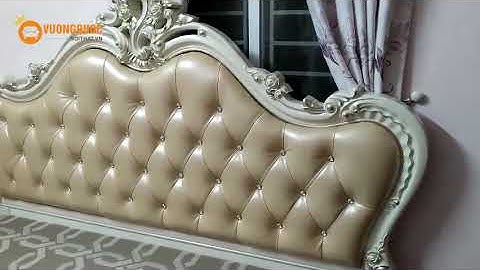 Hoàn thiện Giường ngủ tân cổ điển cao cấp hoa văn tinh tế tại nhà anh Quang - Tây Hồ