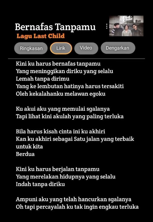 Bagian 6 | Bernafas Tanpamu #liriklagu #lastchild #bernafastanpamu #lirikgoogle