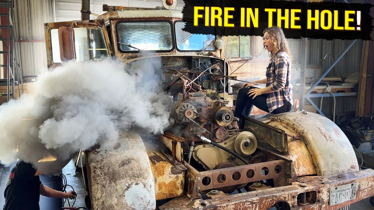 FIRST START on vintage Cummins 220 in our 350 Peterbilt!