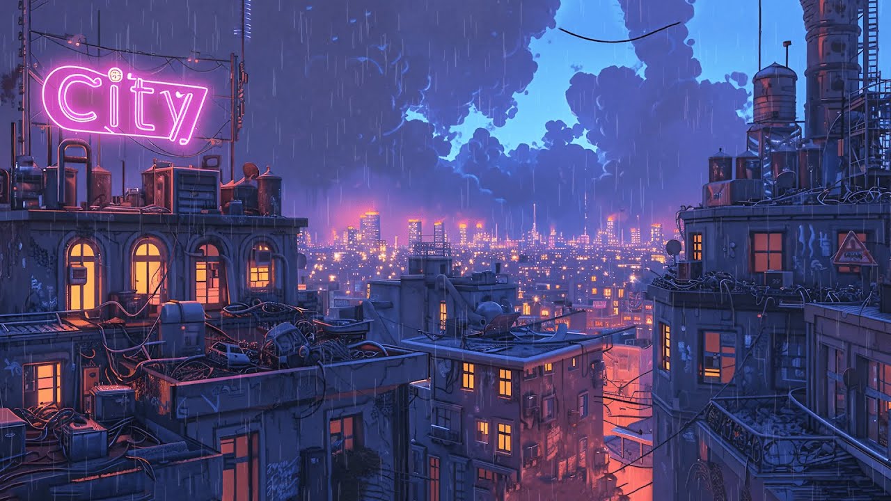 Cover 1980s Lofi City Vibes 💆‍♂️ Rainy Lofi Study Music 🌆 Lofi Rain For Sleep, Study And Focus