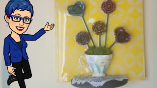 My Mother&#39;s Day Bouquet with resin flowers and a tea cup vase PART #2 adding the table. Video #458