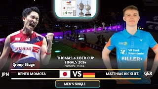 Kento Momota 桃田賢斗 (JPN) Vs Matthias Kicklitz (GER) | Badminton Uber Cup 2024