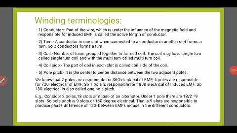 Winding Terminologies in synchronous Machines-Slot per pole and slot angle concept.