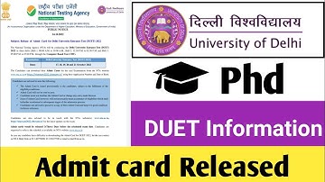 DUET PhD Admit card out now | download from nta website