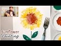 Fork Paint Sunflower Craft Idea | Easy Simple Painting for Kids