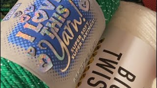 Big Twist vs I Love this Yarn Metallics Holiday colors
