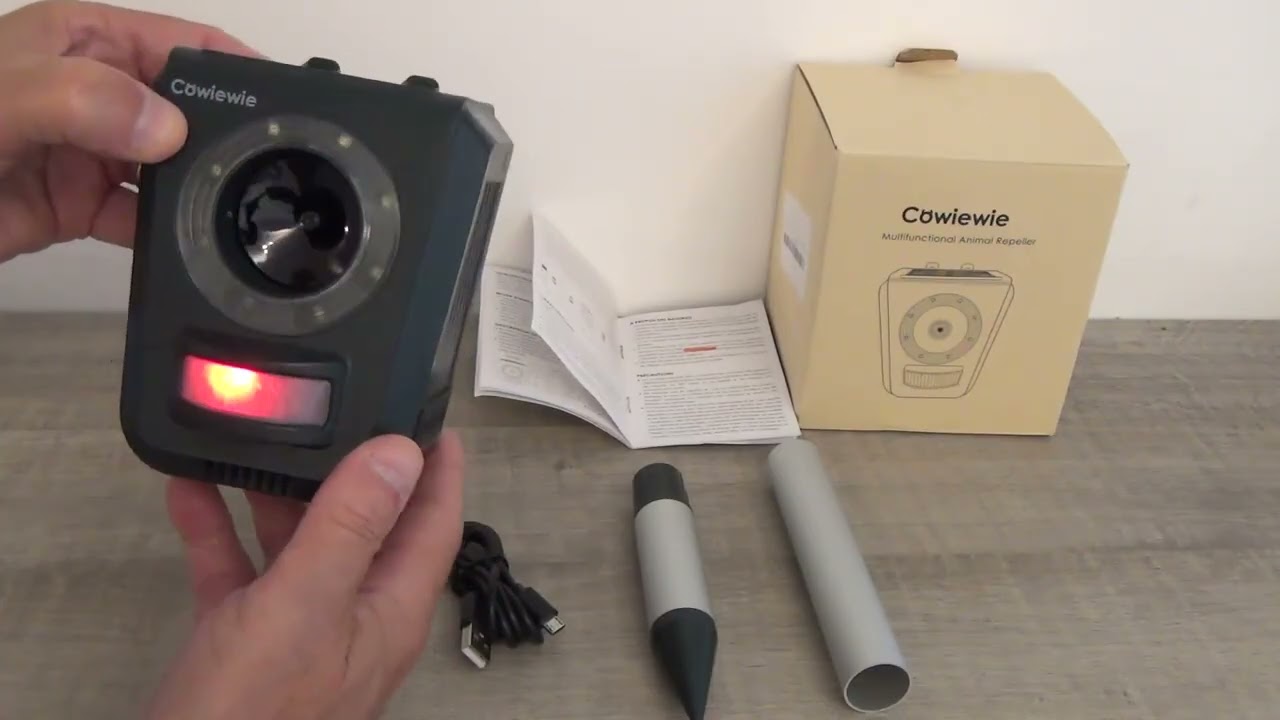 Cowiewie Répulsif pour Chat Extérieur, Recharge Solaire et USB, Répulsif solaire réellement efficace