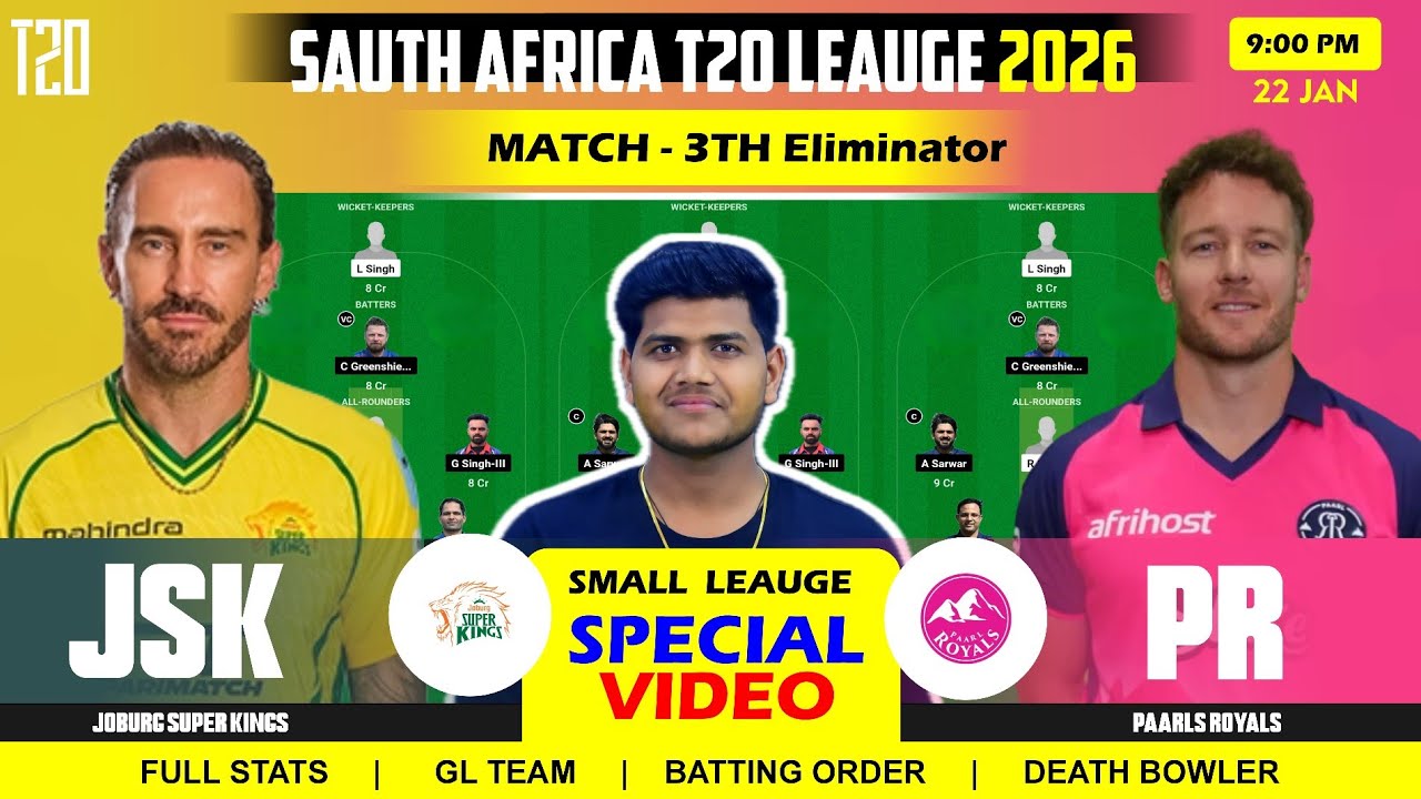 JSK vs PR , JSK vs PR Prediction, Joburg vs Paarl Royals 32ND SA20 Match 