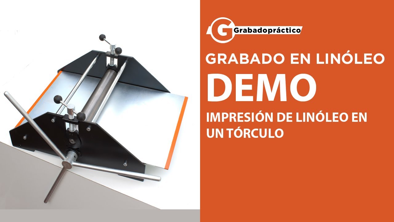 Grabado Práctico DEMO. Imprimiendo linóleo en un tórculo.