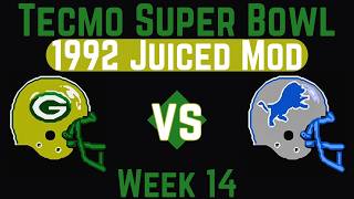 Packers vs Lions Week 14 - Juiced Mod 1992 Tecmo Super Bowl - NES