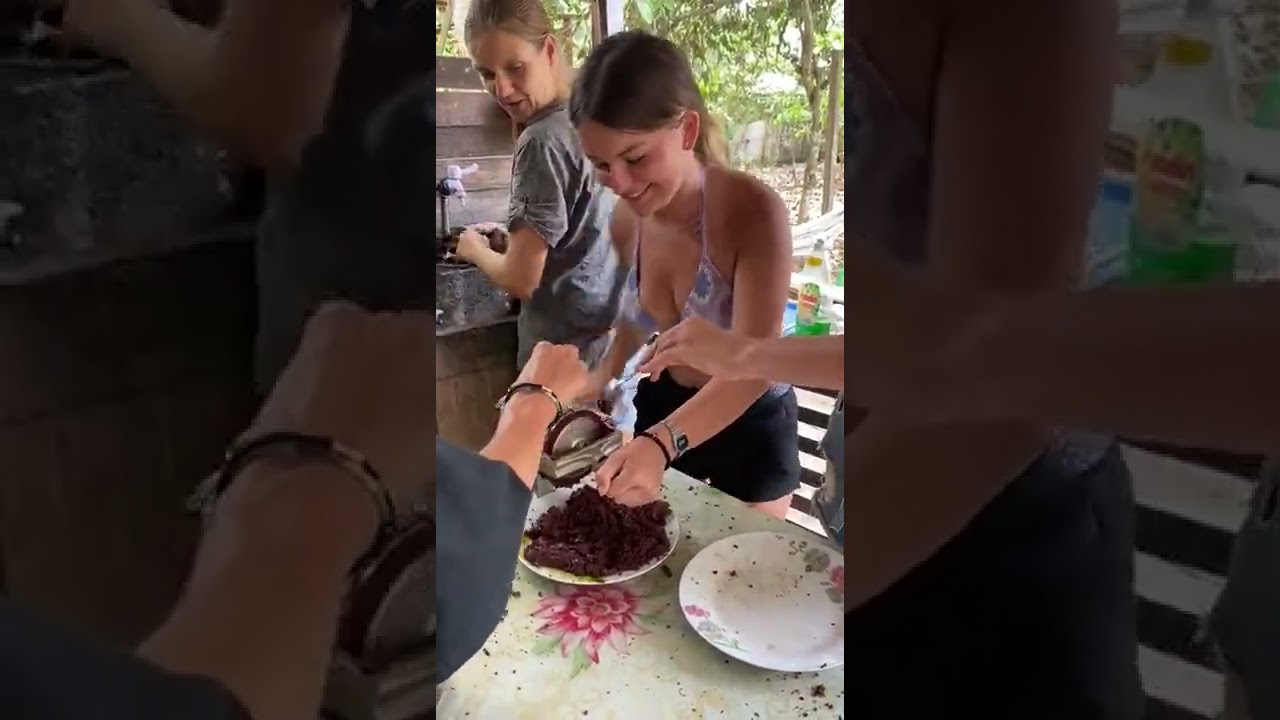 Making artisanal chocolate in Puerto Inca, Huanuco, Peru