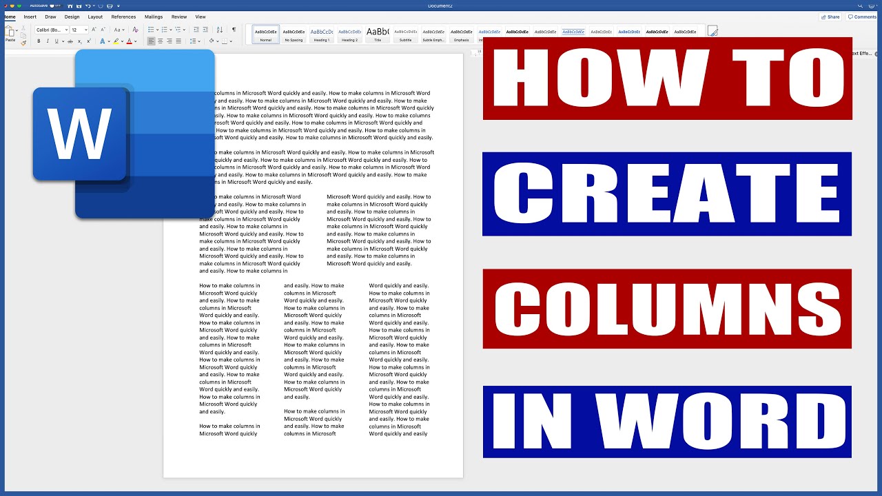 How To Create Columns In Word Microsoft Word Tutorials Youtube