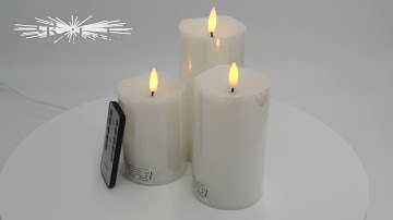 3 bougies LED blanc chaud télécommandées avec luminosité variable et minuterie Britesta [PEARLTV.FR]