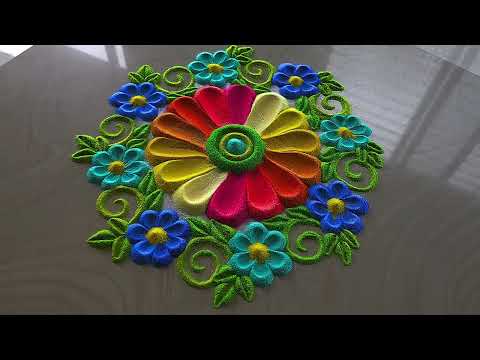 Easy and Simple Rangoli Kaise Banate Hai || Rangoli Designs With Colours