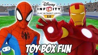 Disney Infinity 3.0 Spiderman Homecoming Toy Box Fun with Owen and Liam in one of our new Toy Box builds. We play some Toy 