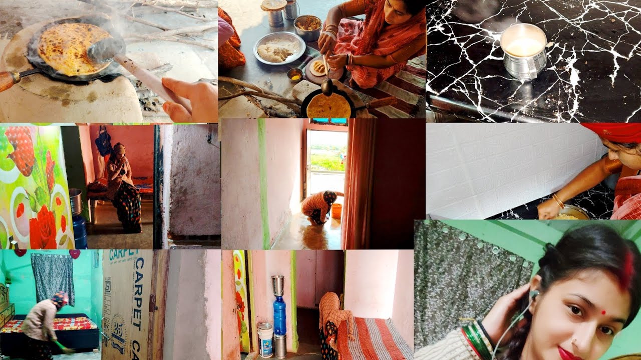 (गांव का जीवन)  💁chulhe per banaen mumm🤗y ke hath aur hotel🌺🌺 Jaise aalu ke paraathe🌺🌺