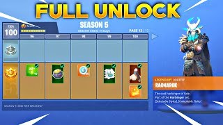 BUYING ALL 100 TIERS! Season 5 Battle Pass ALL ITEMS UNLOCKED! (Fortnite Battle Royale)