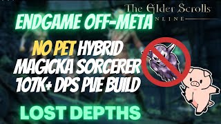 ESO Off-Meta NO PET Hybrid Magicka Sorcerer (MagSorc) 107k+ PVE DPS Lost Depth DLC