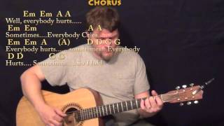 Everybody Hurts (R.E.M.) Fingerstyle Guitar Cover Lesson with Chords/Lyrics chords