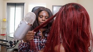 Playing In Clients Straight Hair ASMR Chewing Gum