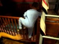 kayla climbing out of her crib