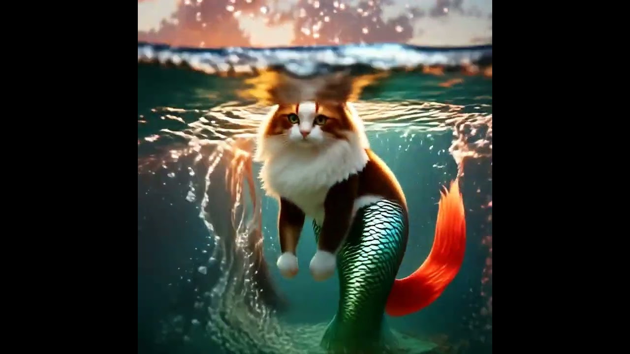 🐱 Cute Cat Becomes a Mermaid 🧜‍♀️ | Magical Cat Transformation | Fantasy Animation Shorts