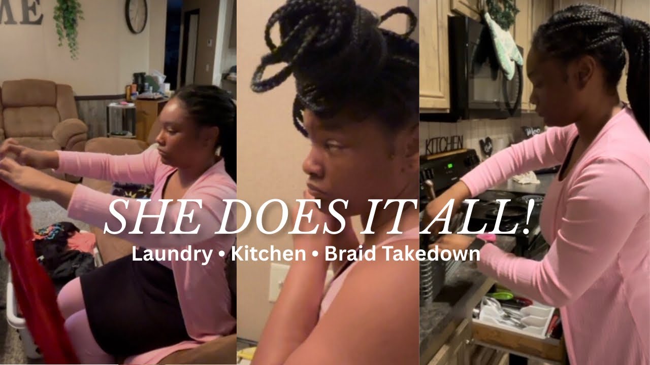✨New Video ✨ After Work Reset | Laundry, Kitchen Clean + Braid Takedown
