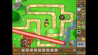 BTD5 Bloons Tower Defense 5 Walkthrough - Hard Mode - Track 1 - NLL 0 Lives Lost - Monkey Lane