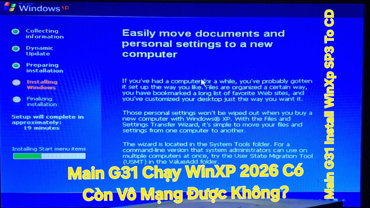 Installing Windows XP from CD onto a G31 motherboard (2026 model