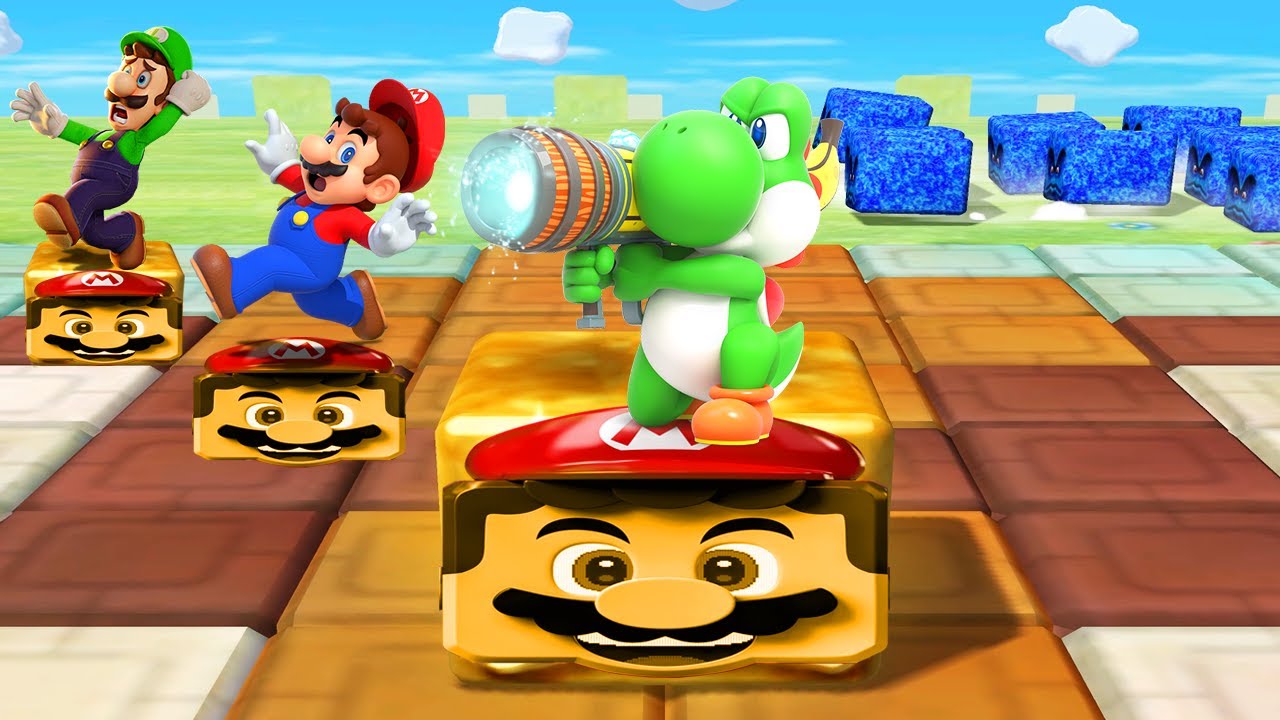 Mario Party 5 - Mariothon Battle 1 vs 3 - Yoshi vs 3 Men Mario and Wario and Luigi