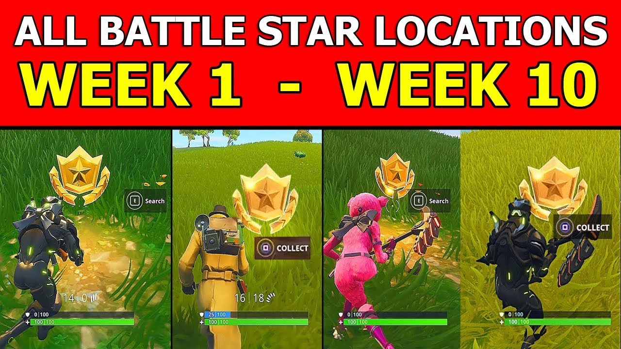 ALL SECRET BATTLE STARS! WEEK 1 WEEK 10 LOCSTIONS! FORTNITE LOADING