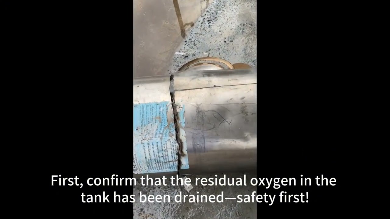 disassembly of the liquid oxygen tank used for supplying oxygen during live fish transportation