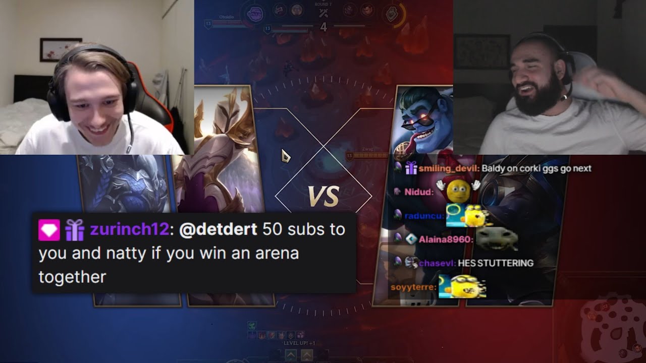 detdert and nattynatt gets a 100 subs bet to win an arena game together