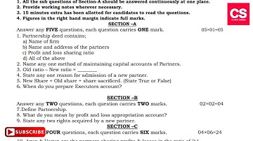 2nd PUC Accountancy Mid Term Examination Question Paper For Practice-Class Series