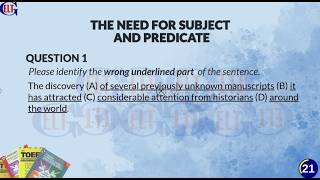 TOEFL ITP Structure Practice: The Need for Subject and Predicate