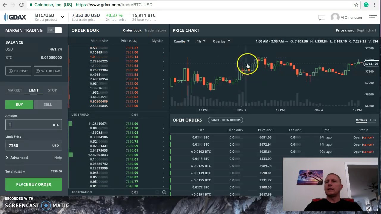 gdax buying bitcoin