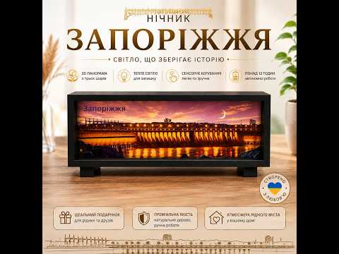 3D нічник "Запоріжжя" чорний корпус (LED, Акумулятор, USB Type-C), видео 1