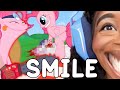 Disturbing smile for pinkie pie and get a cupcake reaction