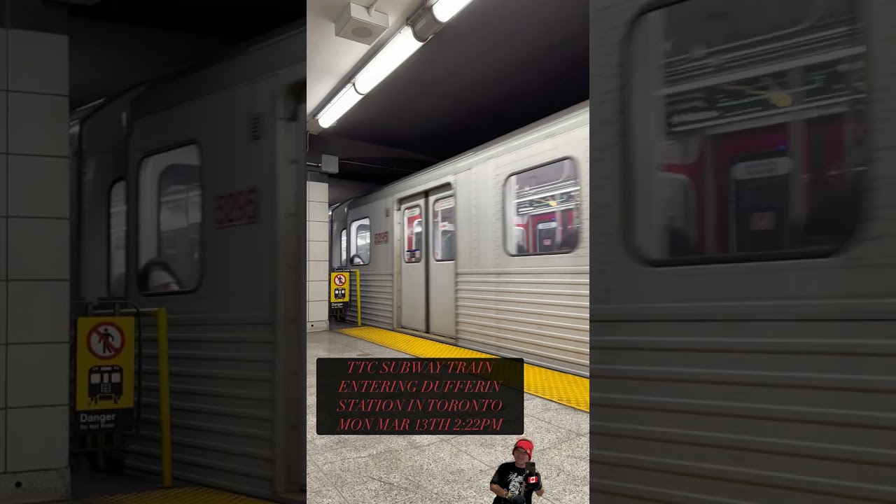 TTC Subway Train Travelling Eastbound Enters Dufferin Station in Toronto. 