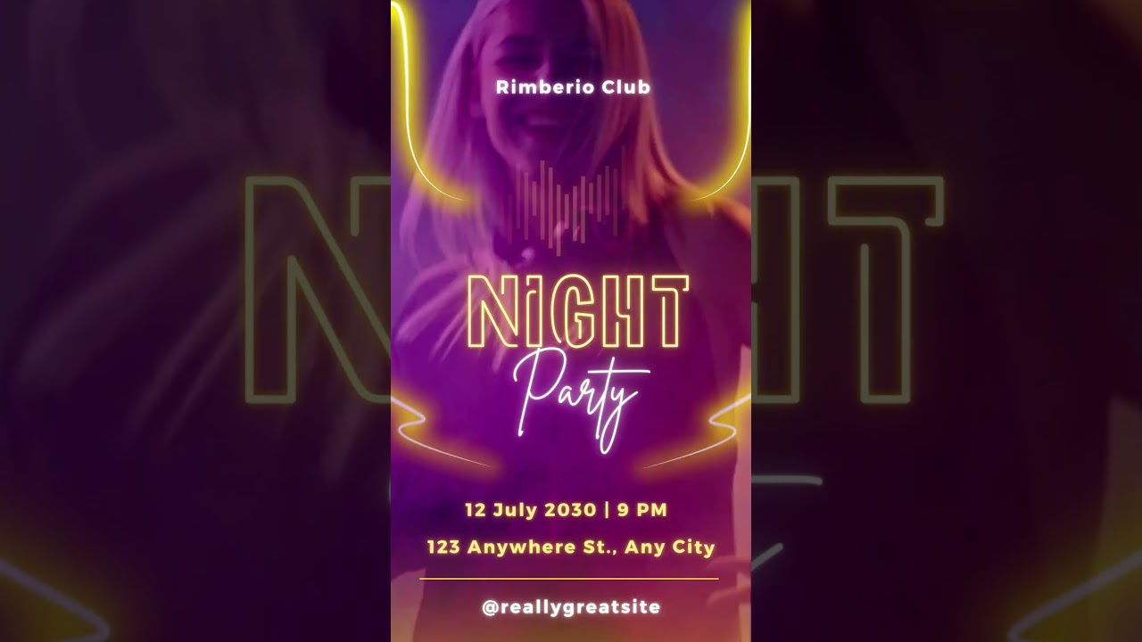 Pink and Yellow Neon Modern Night Party Mobile Video