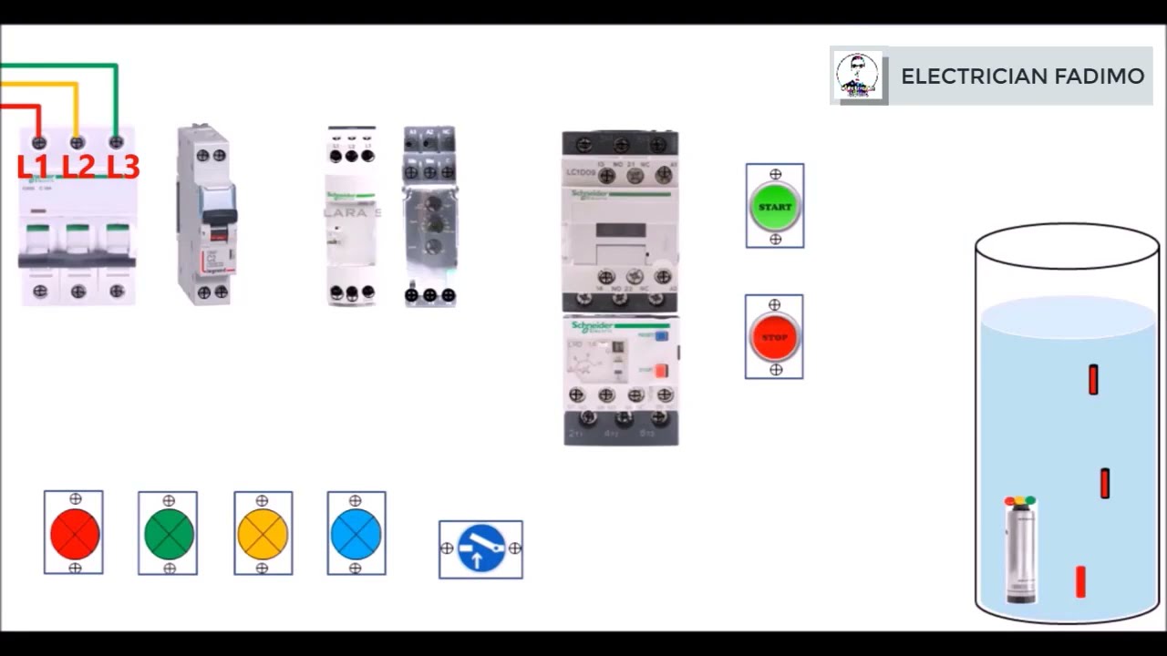 Schéma électrique pompe immergée 380V - YouTube
