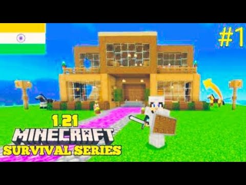 Minecraft Pe Survival series EP-1 in Hindi 1.21 - I made survival house ...