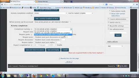 Completion Tracking in Moodle 2