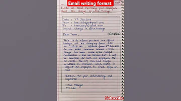 Email Writing L Email Writing Format L Email Writing Format In English L Email Writing To Employee 