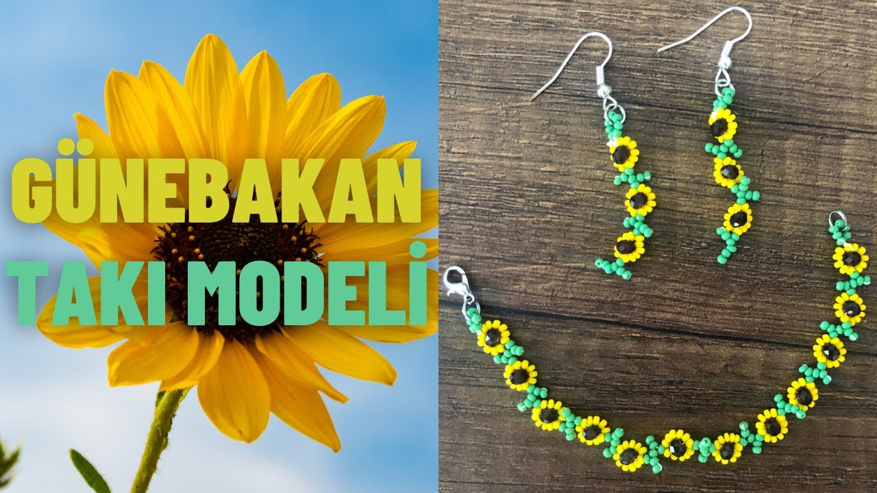 Günebakan Küpe Yapımı | Kum Boncuklarla Çiçek Küpe ve Bileklik | Daisy Earrings and Bracelet