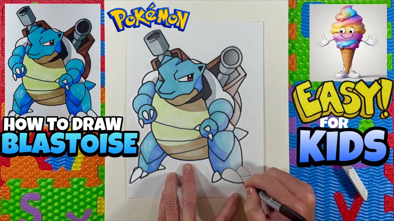 How to Draw Blastoise | POKÉMON | Easy Art Lesson for Kids & Beginners