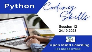 Coding Skills using Python | Recording of Session 12 | 24.10.2023