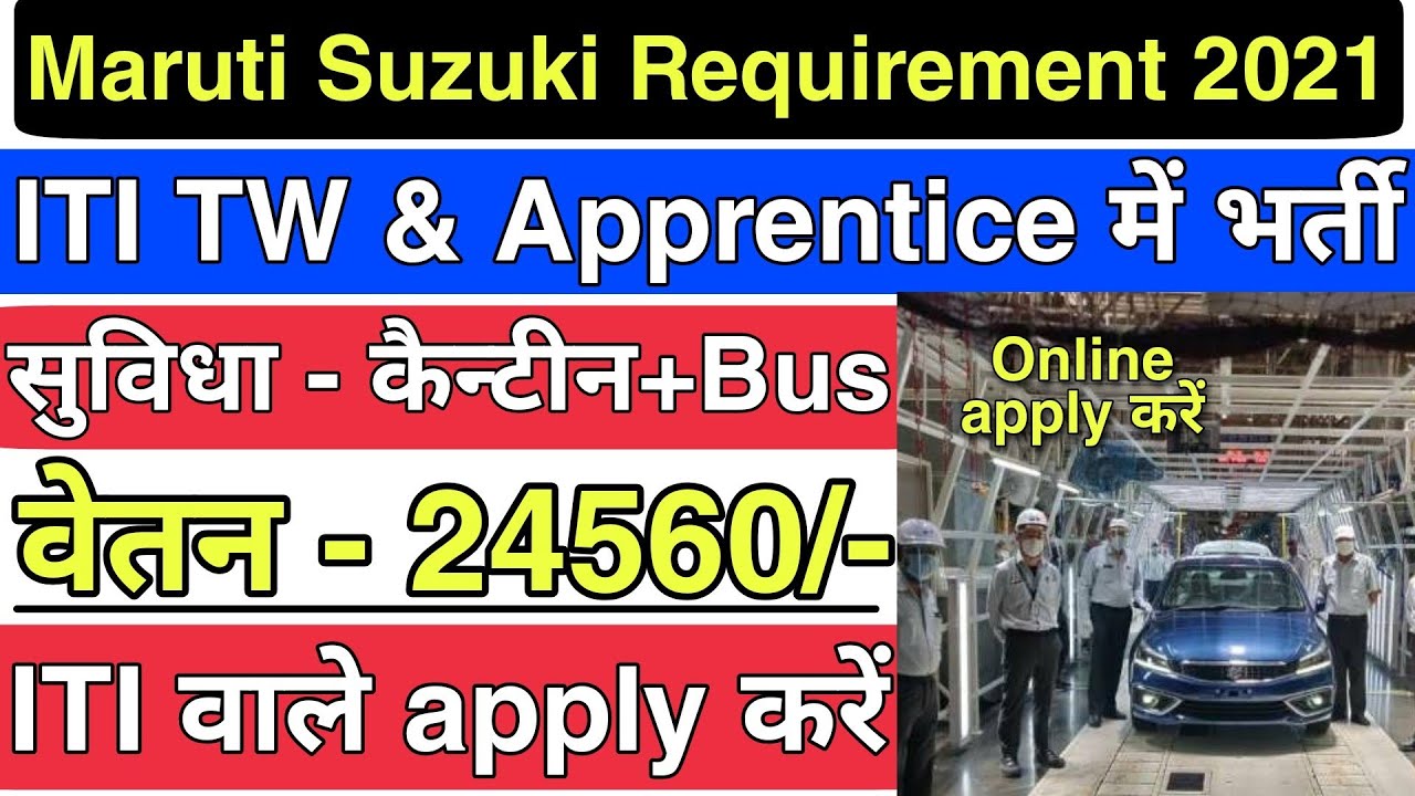 Maruti Suzuki Ltd की बड़ी भर्ती | ITI Jobs 2021 | ITI TW & Apprentice Recruitment 2021
