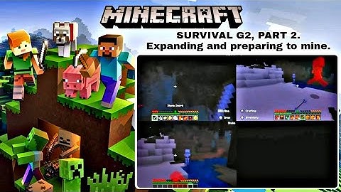 Minecraft Nintendo Switch Edition G20, 3P local splitscreen Survival Mode, Preparing for mining.